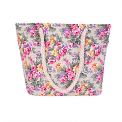 Beach bag with sturdy rope handles and floral details Kalsten