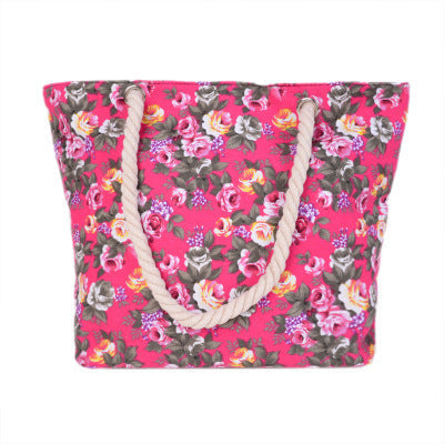 Beach bag with sturdy rope handles and floral details Kalsten