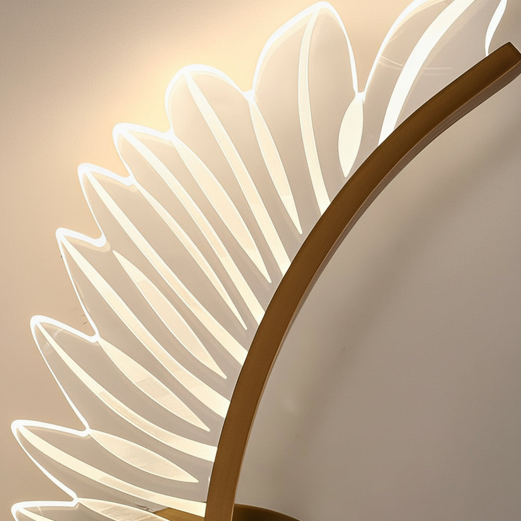 LED Wall Sconce Light – Modern Acrylic Feather Copper Leaf (40x15cm / 15.7x5.9in) | Kalsten