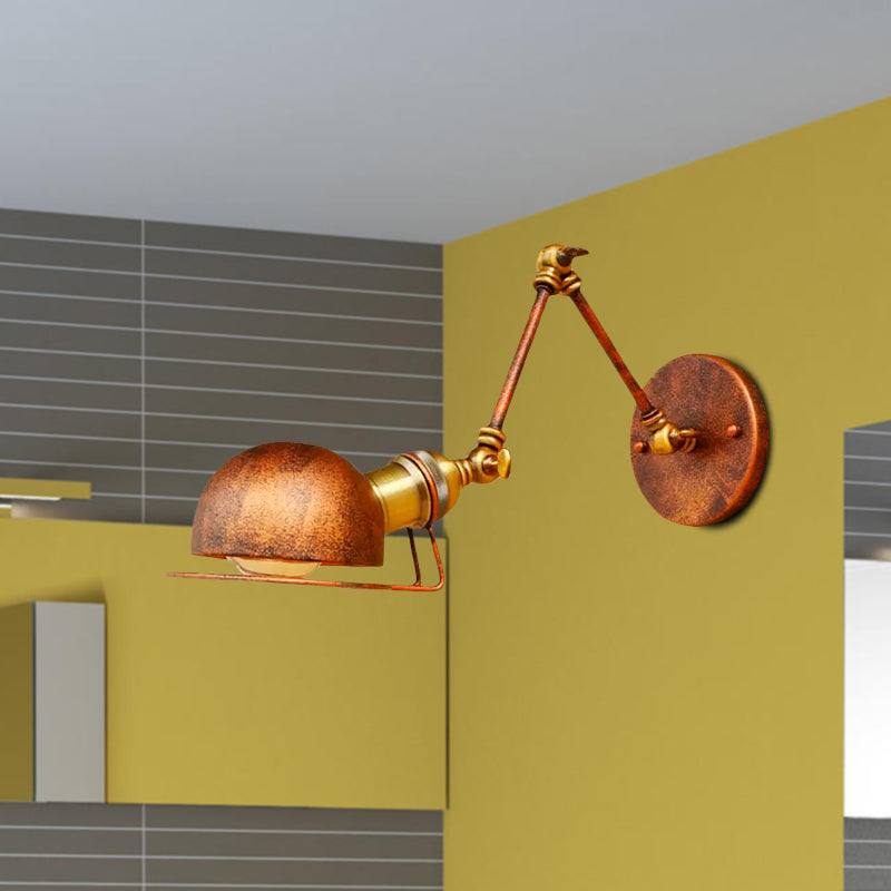 BowLift | Vintage Industrial Bowl Wall Lamp 1 Light Iron Wall Lamp with Rotatable Arm in Black/Metal