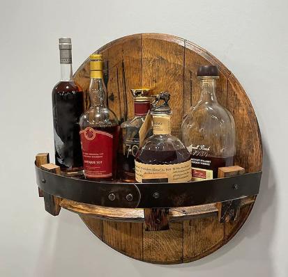 Kalsten | Bourbon Whiskey Barrel Shelf - Rustic Bar Accessories
