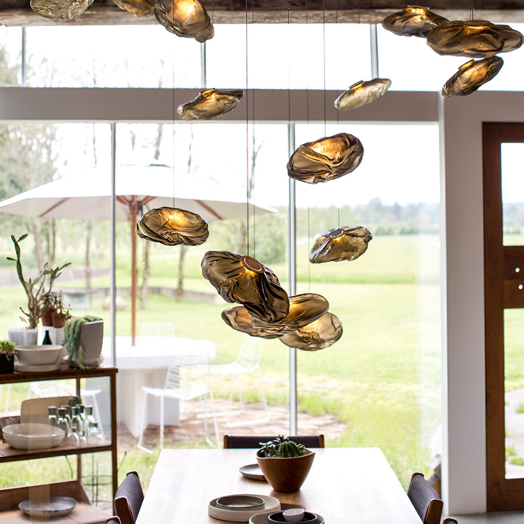 Pendant Light Glass Cloud 15.7 in Amber Dining Room Kitchen Island Hanging Ceiling Lamp Minimalist Nordic Artistic Fixture | Kalsten