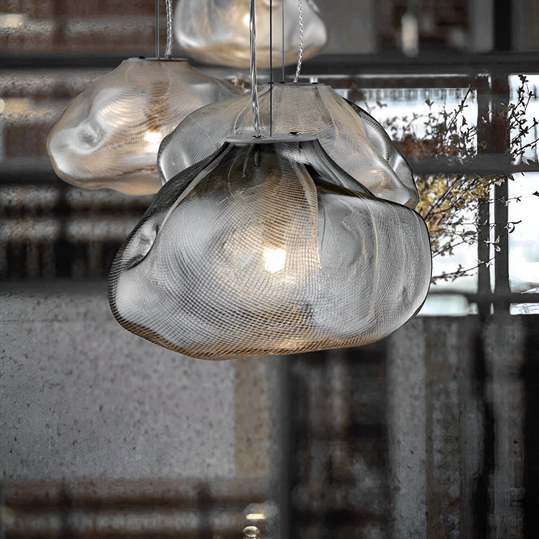 Pendant Light Glass Cloud 15.7 in Amber Dining Room Kitchen Island Hanging Ceiling Lamp Minimalist Nordic Artistic Fixture | Kalsten
