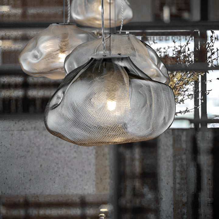 Pendant Light Glass Cloud 15.7 in Amber Dining Room Kitchen Island Hanging Ceiling Lamp Minimalist Nordic Artistic Fixture | Kalsten