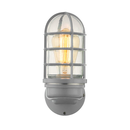 BowLift | Cylinder Clear Glass Wall Mounted Lamp Industrial Single Bulb Living Room Wall Light in Pink/Blue/Green with Cage