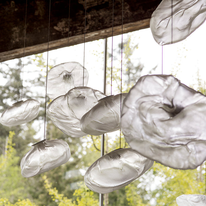 Pendant Light Glass Cloud 15.7 in Amber Dining Room Kitchen Island Hanging Ceiling Lamp Minimalist Nordic Artistic Fixture | Kalsten