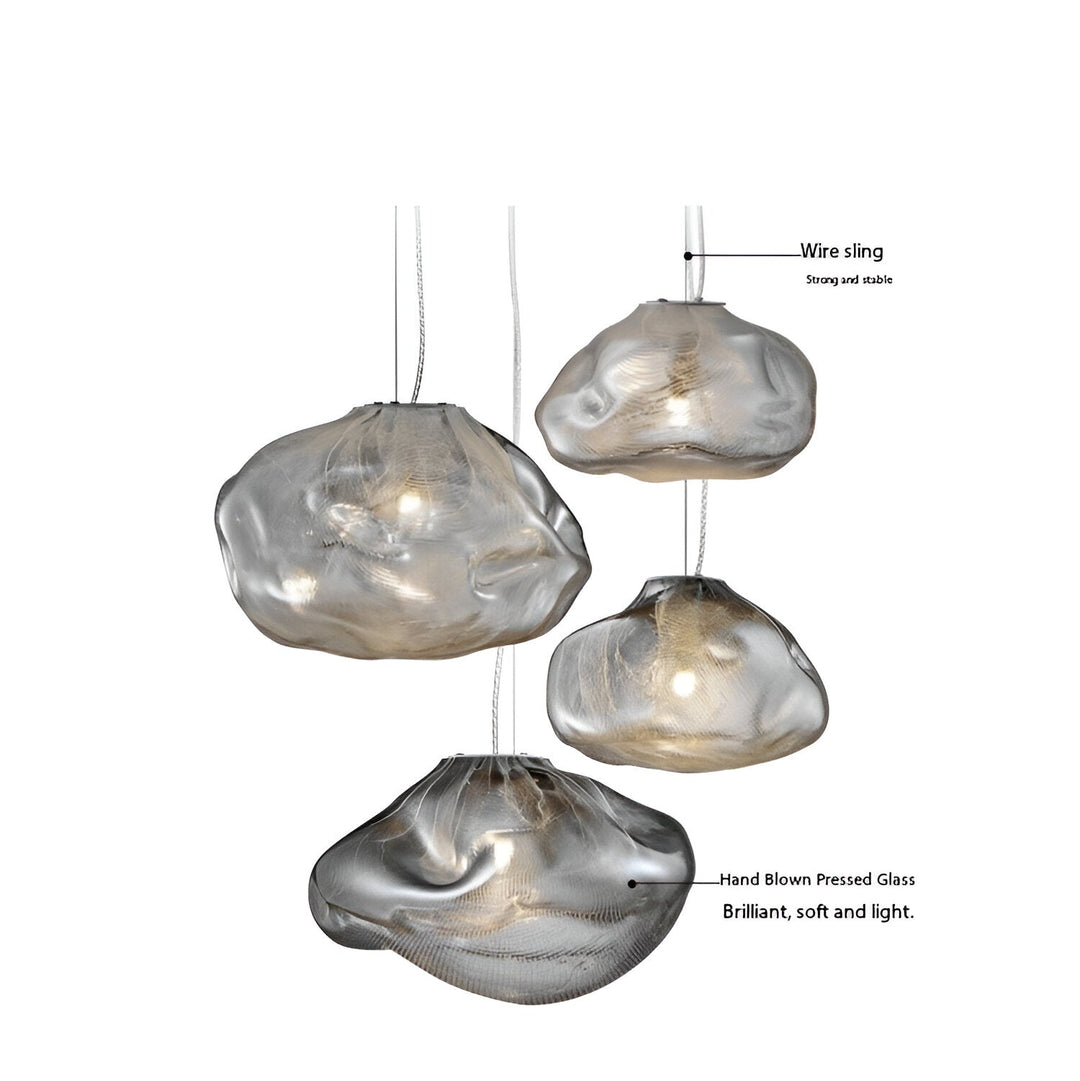 Pendant Light Glass Cloud 15.7 in Amber Dining Room Kitchen Island Hanging Ceiling Lamp Minimalist Nordic Artistic Fixture | Kalsten