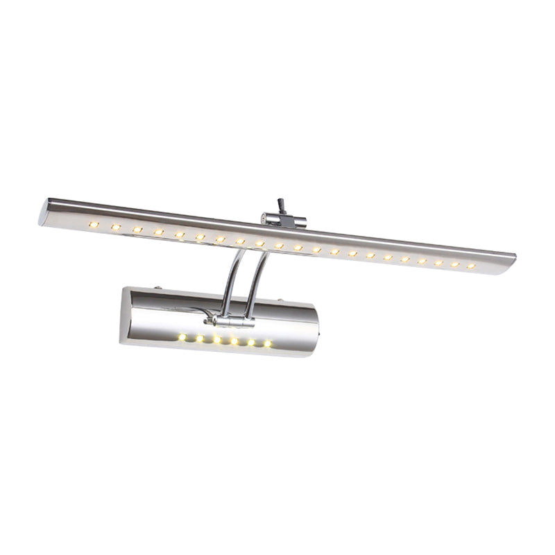Kalsten | Nickel Finish Linear Wall Lamp Contemporary 16"/21.5" Width LED Metallic Makeup Lighting in White/Warm Light