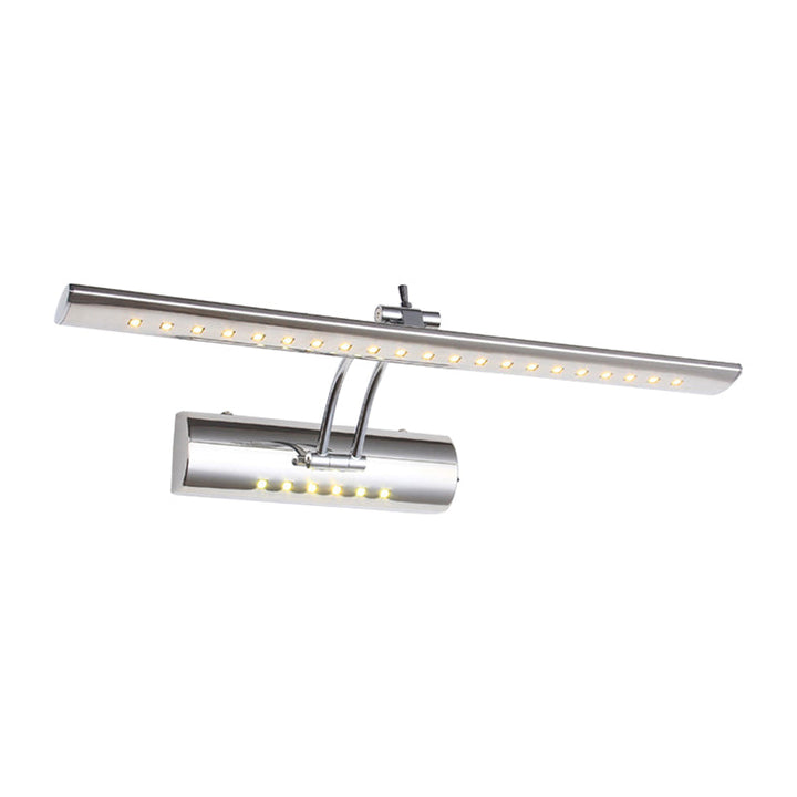 Kalsten | Nickel Finish Linear Wall Lamp Contemporary 16"/21.5" Width LED Metallic Makeup Lighting in White/Warm Light