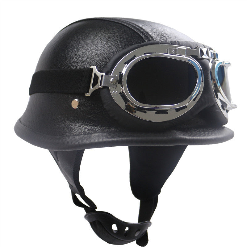 Vintage-Styled Motorcycle Helmet with Integrated Goggles Kalsten