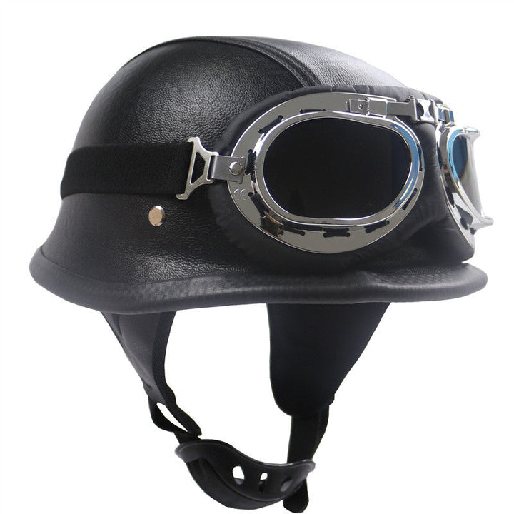 Vintage-Styled Motorcycle Helmet with Integrated Goggles Kalsten