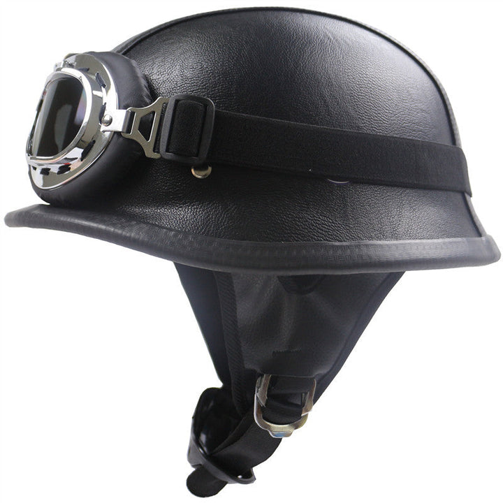 Vintage-Styled Motorcycle Helmet with Integrated Goggles Kalsten