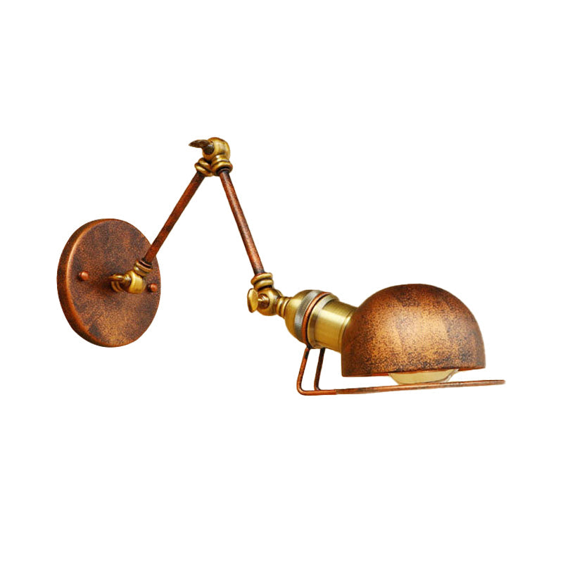 Kalsten | Vintage Industrial Bowl Wall Lamp 1 Light Iron Wall Lamp with Rotatable Arm in Black/Metal