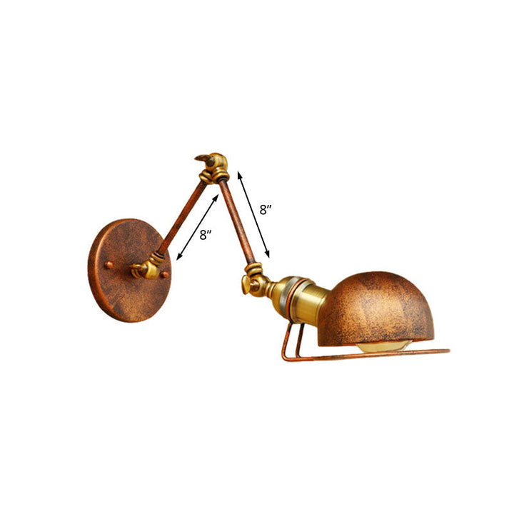 Kalsten | Vintage Industrial Bowl Wall Lamp 1 Light Iron Wall Lamp with Rotatable Arm in Black/Metal