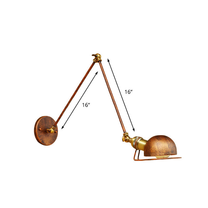 Kalsten | Vintage Industrial Bowl Wall Lamp 1 Light Iron Wall Lamp with Rotatable Arm in Black/Metal
