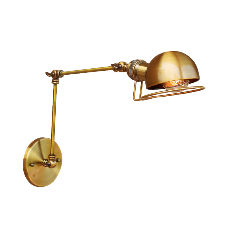 Kalsten | Vintage Industrial Bowl Wall Lamp 1 Light Iron Wall Lamp with Rotatable Arm in Black/Metal