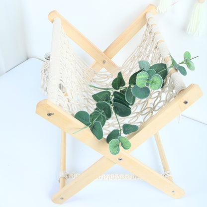 Macrame Folding Hammock-Style Storage Rack Acalora