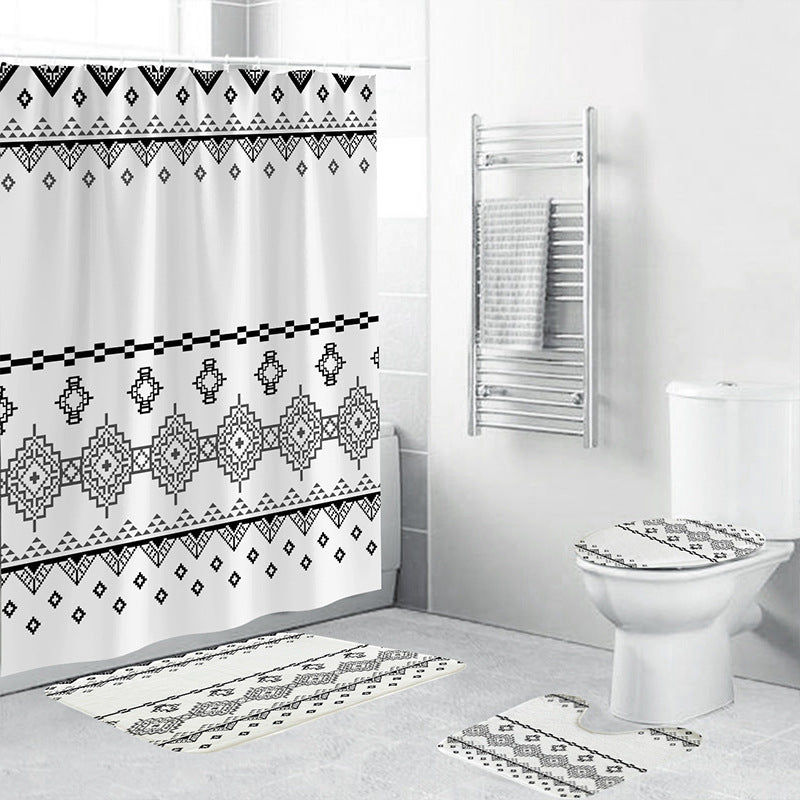 Geometric Patterned Shower Curtain Set Kalsten