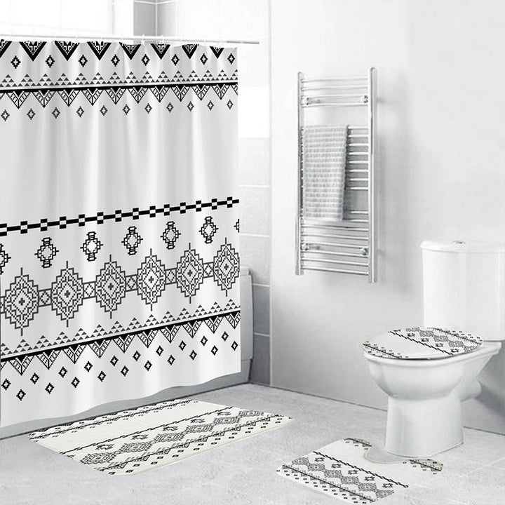 Geometric Patterned Shower Curtain Set Kalsten
