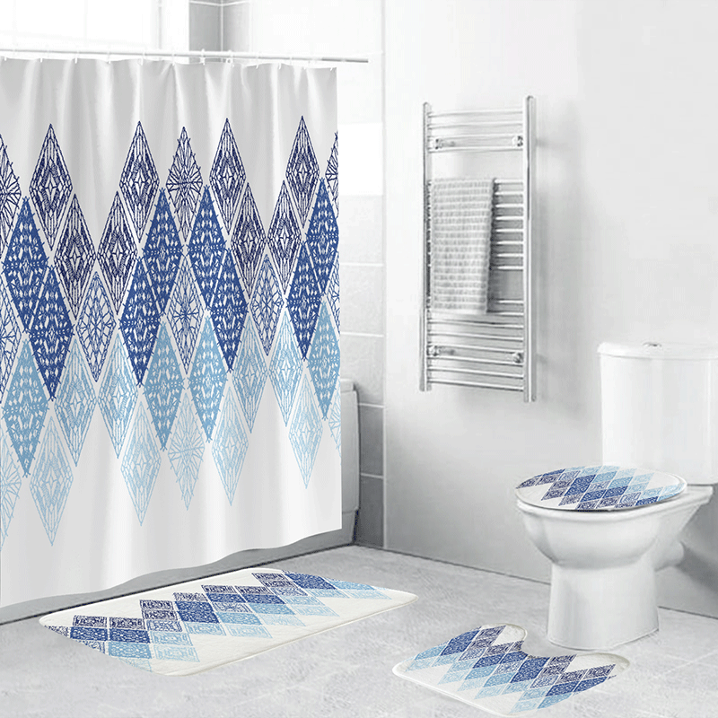 Geometric Patterned Shower Curtain Set Kalsten