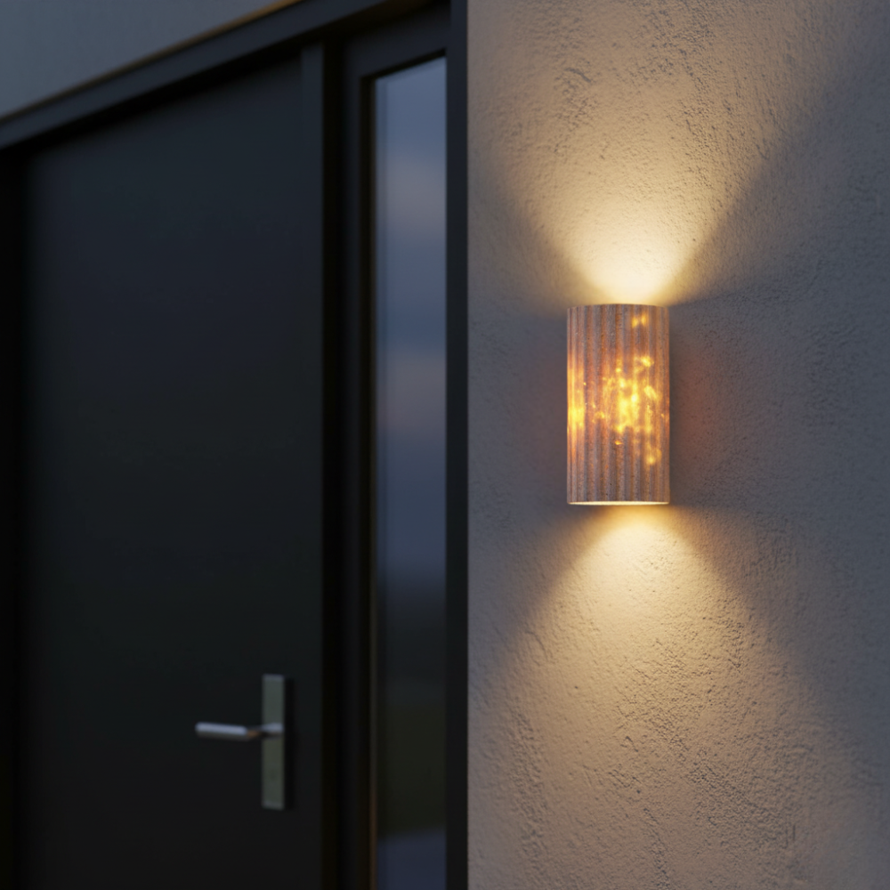 Travara Yellow Travertine Outdoor Wall Lamp