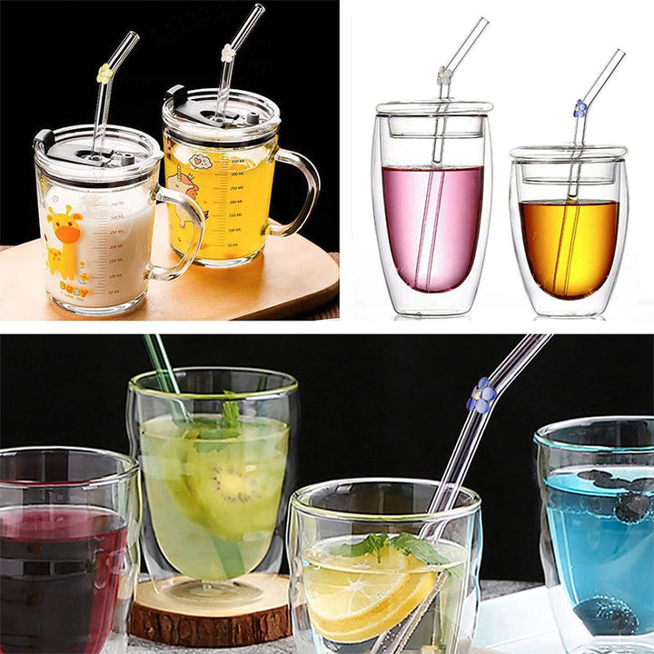 6 PCS Reusable Stained Glass Straws with Cleaning Brush | Kalsten