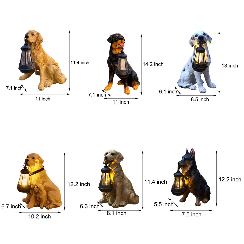 Resin Dog with Lantern Landscape Decor Solar Outdoor Lights | Kalsten