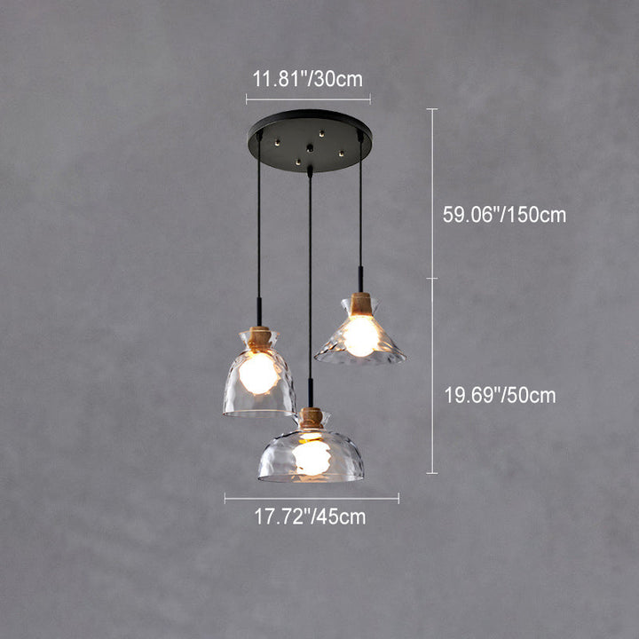 Pendant Light Glass Wood 9.8 in Adjustable Modern Bedroom Living Room Study Ceiling Lamp | Kalsten