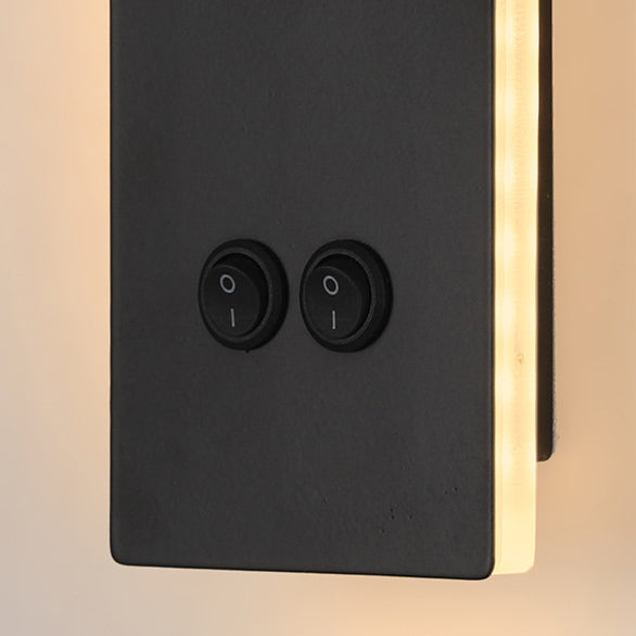 Modern Minimalistic Rectangular Round Iron Aluminum LED Wall Lamp For Bedroom | Kalsten