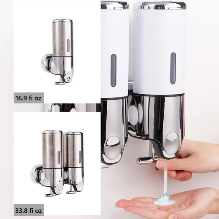 Kalsten | Wall Mounted Soap Dispenser | SudsStation Bathroom Organizer | Stainless Steel & ABS | 16.9 fl oz | Set of 1–3