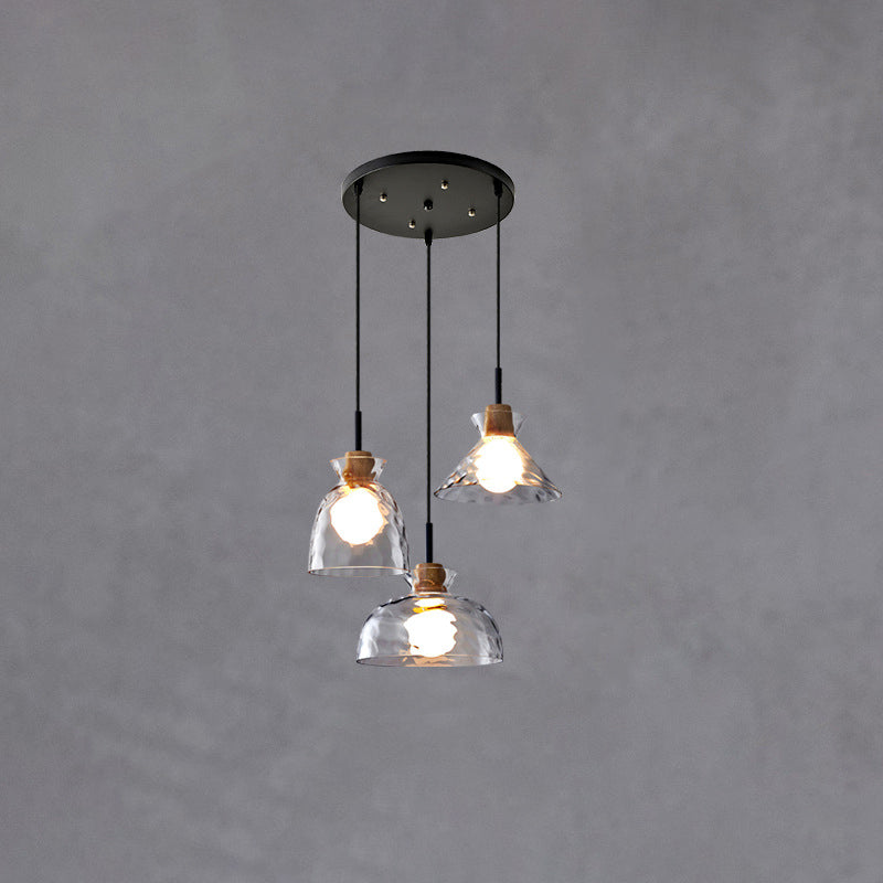Pendant Light Glass Wood 9.8 in Adjustable Modern Bedroom Living Room Study Ceiling Lamp | Kalsten