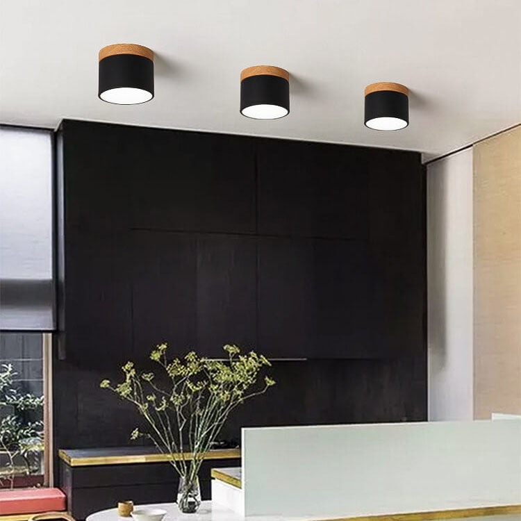 Flush Mount Ceiling Light Iron Solid Wood PVC 3.94 in Modern Hallway Living Room Bedroom 7W 700lm LED Adjustable Color Temperature White Black Pink Blue Green Gray Gold | Kalsten