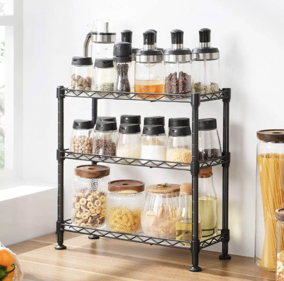 Kalsten | Heavy Duty 3-Shelf Steel Storage Rack with Locking Wheels, Adjustable Height, 750 lb Capacity