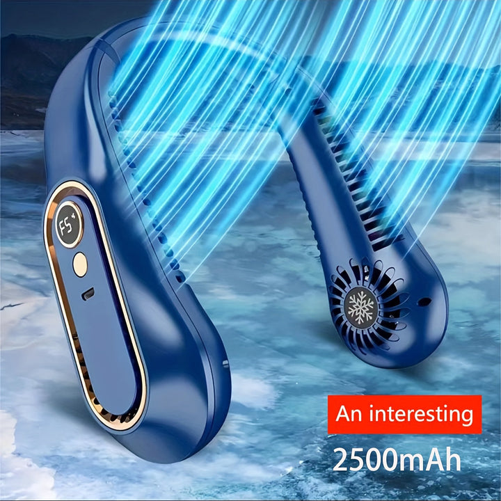1pc Portable USB Cooler Fan With 5 Speeds And Digital Display - Super Strong Technology And Bladeless Design For Outdoor Use | Kalsten