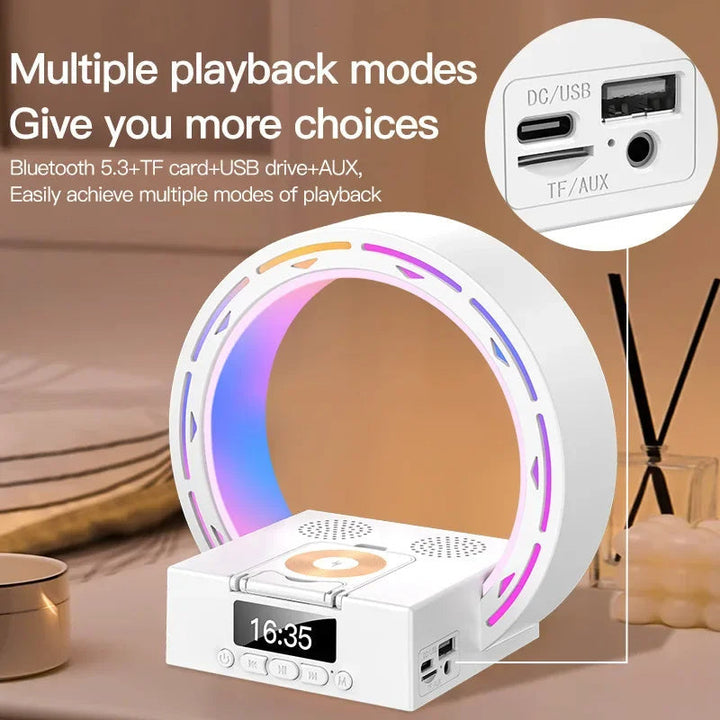 Kalsten | 4-in-1 Bluetooth speaker lamp with charging pad and alarm clock