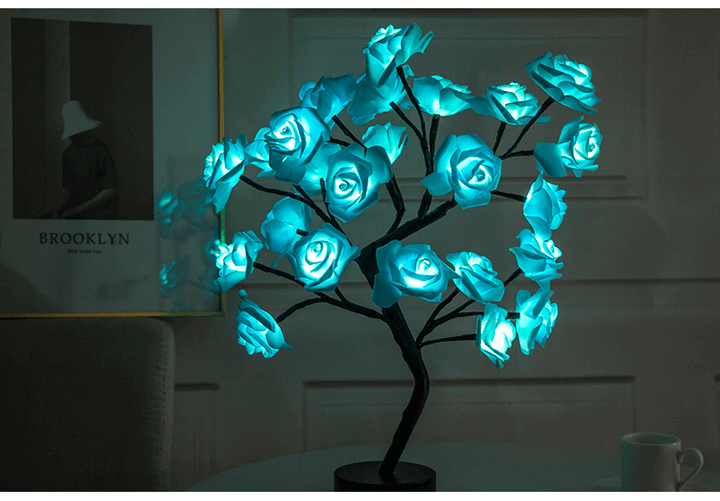Rose Flower Lamp USB Battery Operated LED Table Lamp Bonsai Tree Night Lights Garland Bedroom Decoration Lights Home Decor | Kalsten