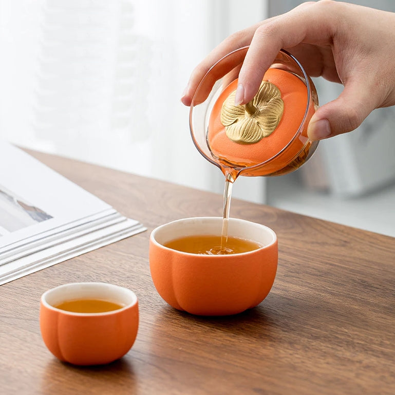 Mini Pumpkin Ceramic Teapot Set | Kalsten