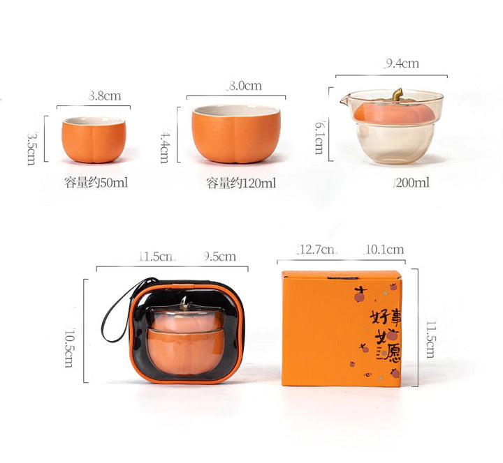 Mini Pumpkin Ceramic Teapot Set | Kalsten
