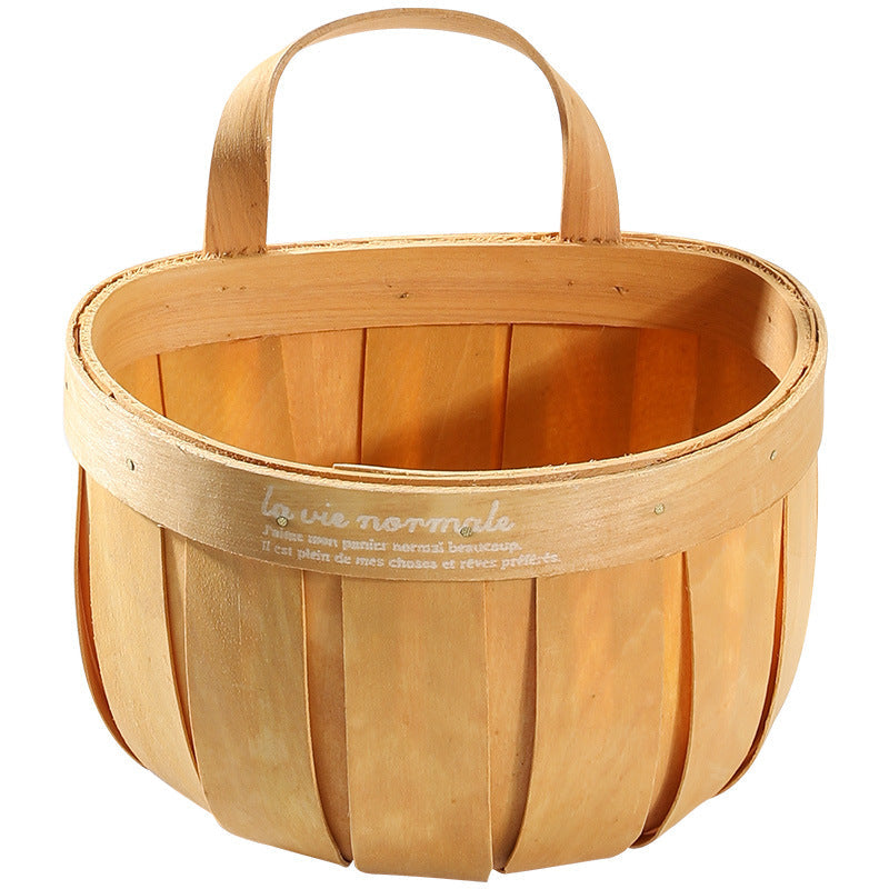 Rustic Wooden Storage Basket Kalsten