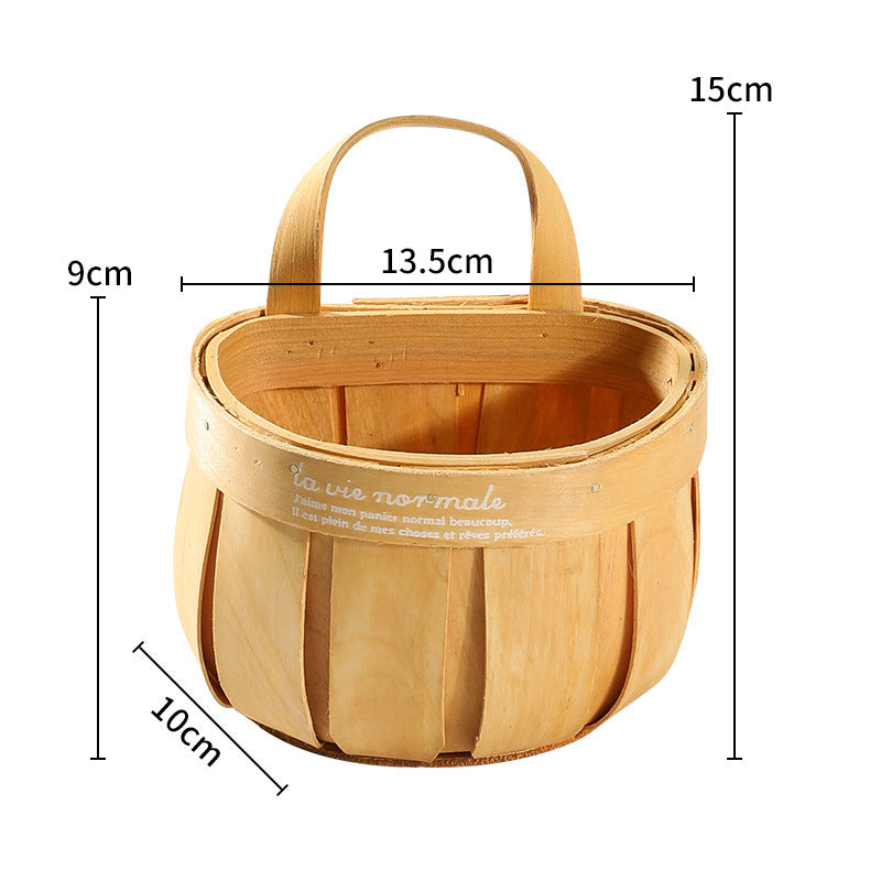 Rustic Wooden Storage Basket Kalsten