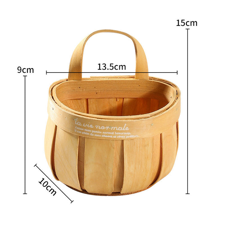 Rustic Wooden Storage Basket Kalsten