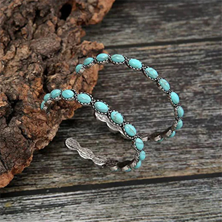 Kalsten | Vintage C-Shaped Turquoise Hoop Earrings