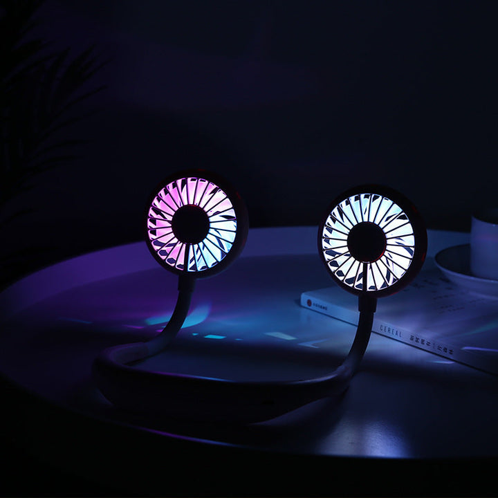 Unisex portable rechargeable double neck fan with quiet brushless motors and flexible goosenecks Kalsten