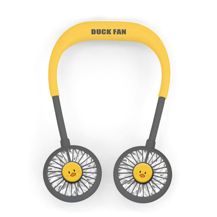 Unisex portable rechargeable double neck fan with quiet brushless motors and flexible goosenecks Kalsten