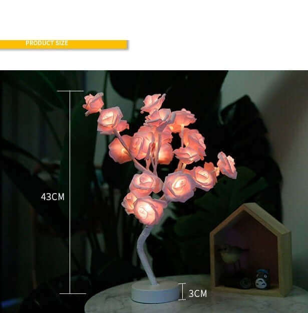 Rose Flower Lamp USB Battery Operated LED Table Lamp Bonsai Tree Night Lights Garland Bedroom Decoration Lights Home Decor | Kalsten