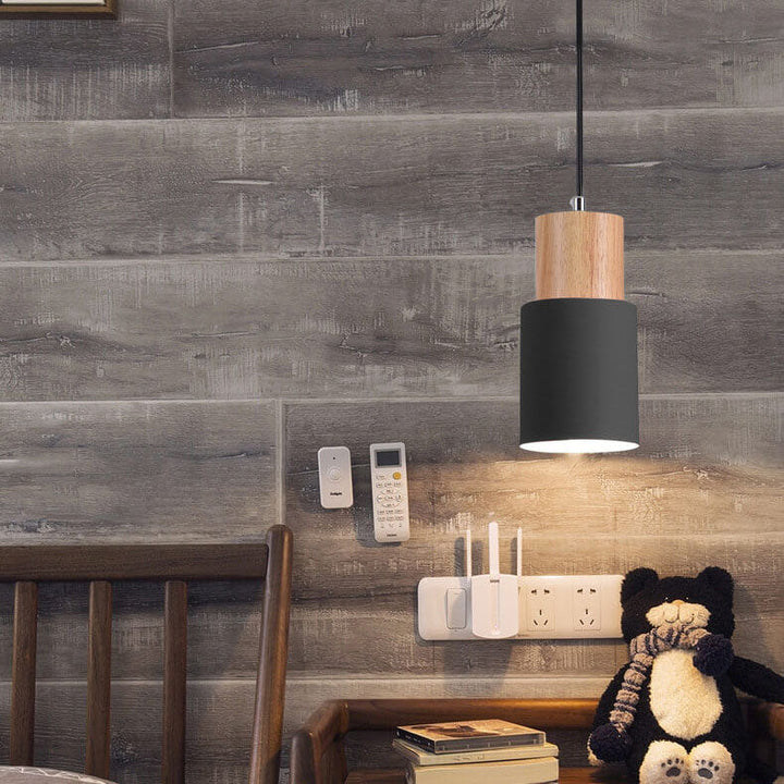 Pendant Light Metal Wood 4.3 in Colorful Adjustable Living Room Restaurant Bar Café Lighting | Kalsten
