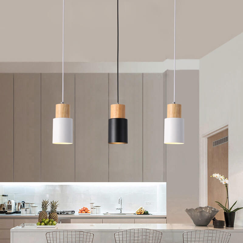 Pendant Light Metal Wood 4.3 in Colorful Adjustable Living Room Restaurant Bar Café Lighting | Kalsten