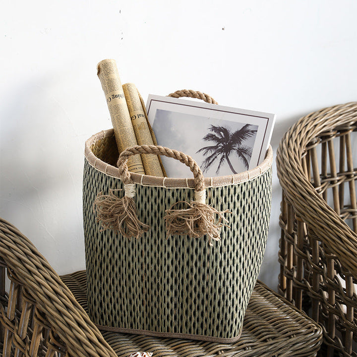 Handwoven Storage Basket with Decorative Handles Kalsten