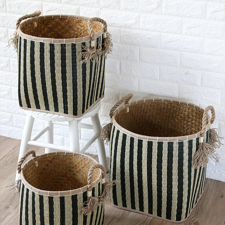 Handwoven Storage Basket with Decorative Handles Kalsten