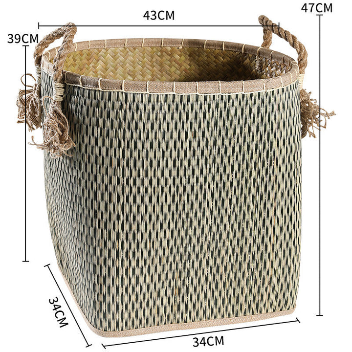 Unisex Handwoven Storage Basket with Decorative Fringes Kalsten